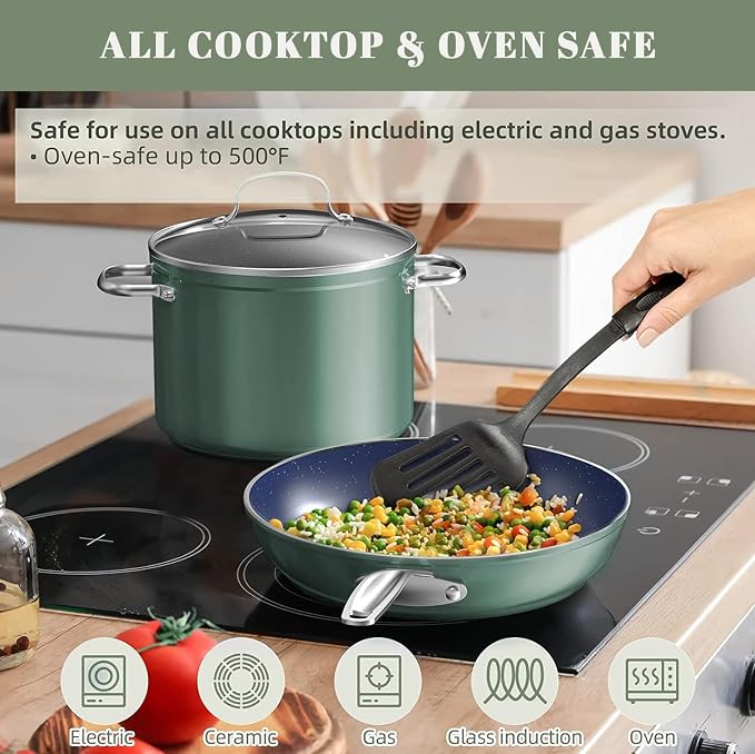 Nuwave Healthy Duralon Blue Ceramic Nonstick Coated 7pc Cookware Set, - Image 4