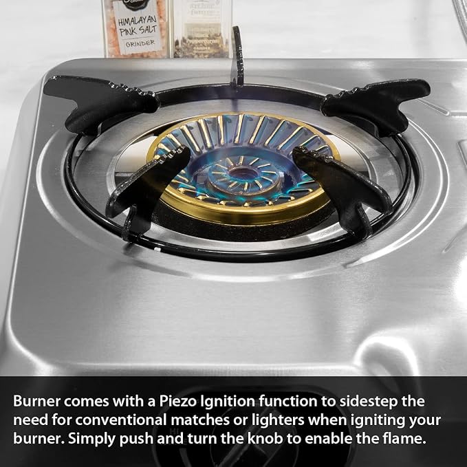 XtremepowerUS 25, 516BTU Double Burner Stove Auto Ignition Cooktop Outdoor LPG - Image 5