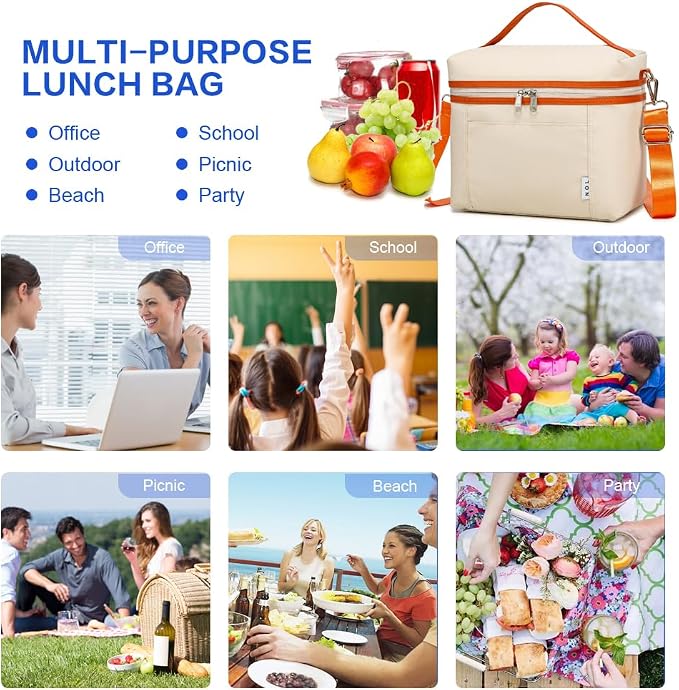NOL Insulated Lunch Bags for Women Cooler Bag Lightweight Nylon Waterproof - Image 7