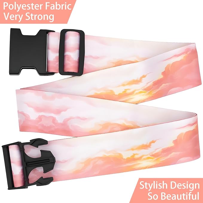 Pink Clouds Luggage Straps for Suitcases, Adjustable Luggage Travel Belts to - Image 5