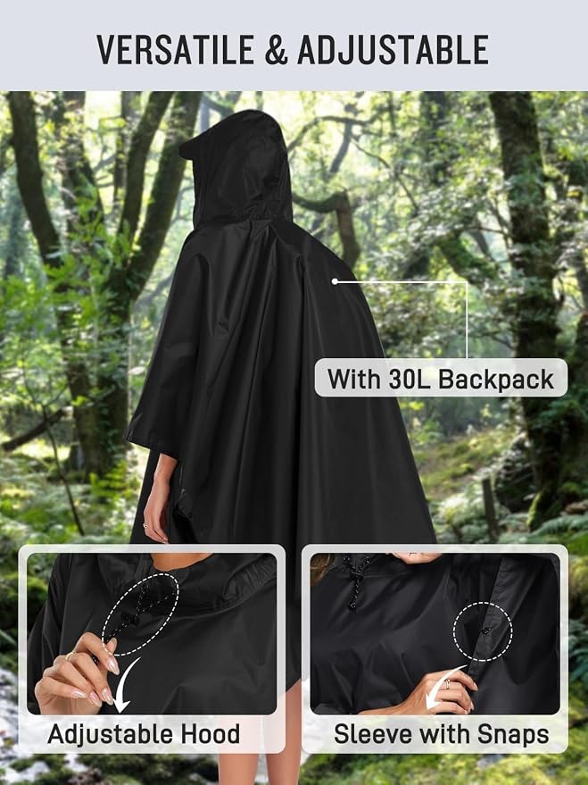 SaphiRose Hooded Rain Poncho Waterproof Raincoat Jacket - Image 5