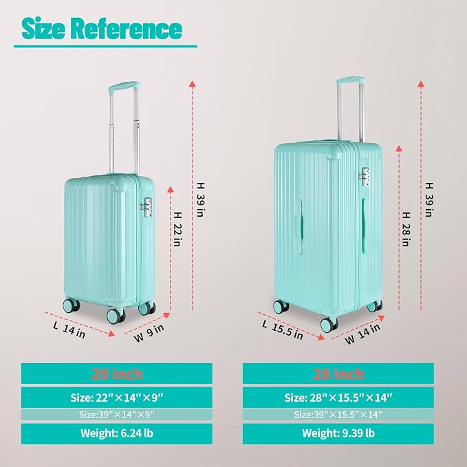 Carry-on 20 Inch and 28 Inch Square Thickened ABS+PC Hard Shell luggage - Image 2