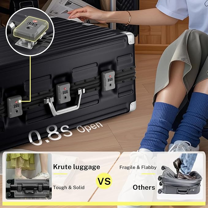 Krute Carry On Luggage 20 inch Aluminum Frame Suitcase - Image 7