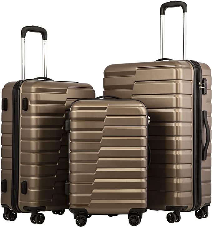 Coolife Luggage Expandable Suitcase set PC ABS TSA Lock Spinner Carry on 3 by COOLIFE