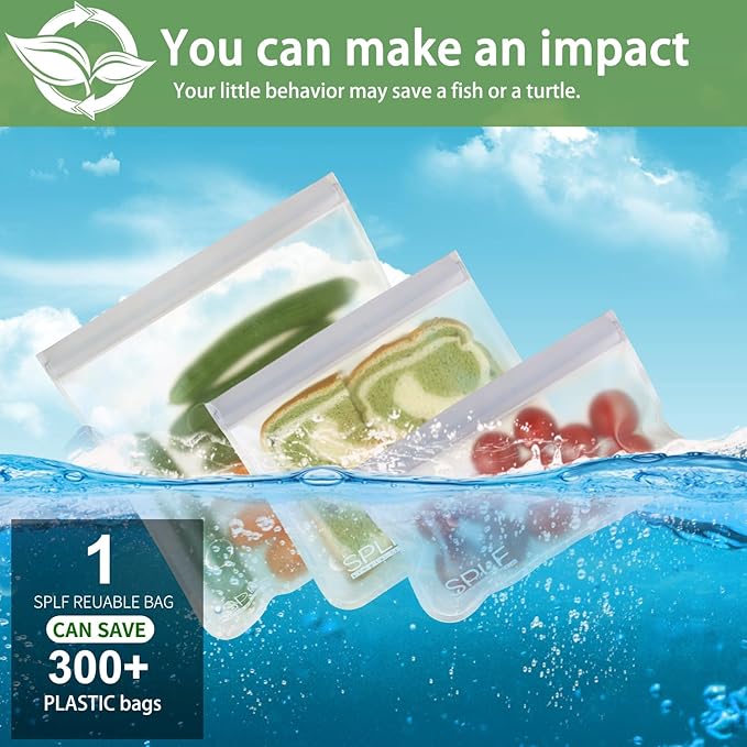 SPLF 10 Pack Reusable Sandwich Bags Dishwasher Safe, Reusable Quart Freezer Bags - Image 7