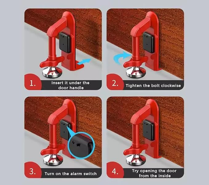 Portable Alarm Door Stopper Door Stop Alarm Door Stoppers Security Easy to - Image 6