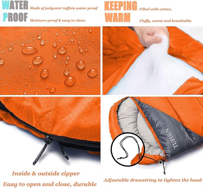 tuphen- Sleeping Bags for Adults Kids Boys Girls Backpacking Hiking Camping - Image 2
