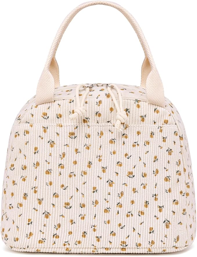 Bluboon Lunch Bag for Women Men Cute Corduroy Lunch Tote Bags Reusable - Image 8
