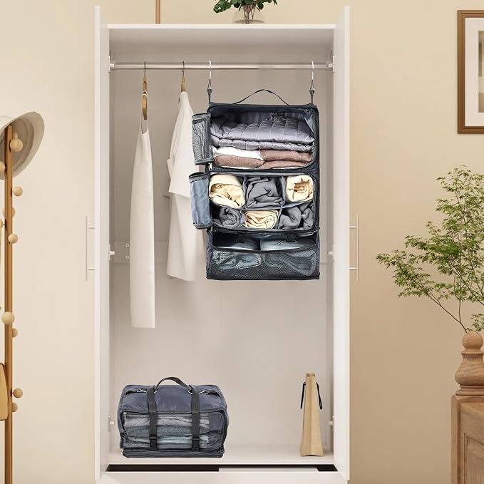 TABITORA Travel Portable Hanging Shelves Closet Organizer Packing Luggage - Image 7