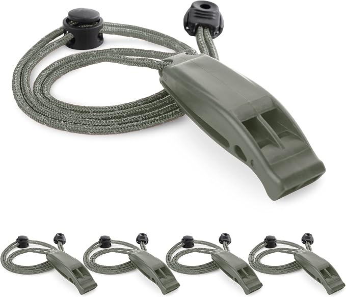 4Pack Emergency Whistles with Adjustable Reflective Lanyard, Shrill Loud Safety by CooBigo