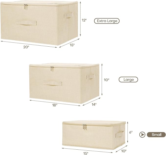 ANMINY Storage Bins with Zipper Lids 13 Qt Lidded Fabric Storage Boxes Baskets - Image 5