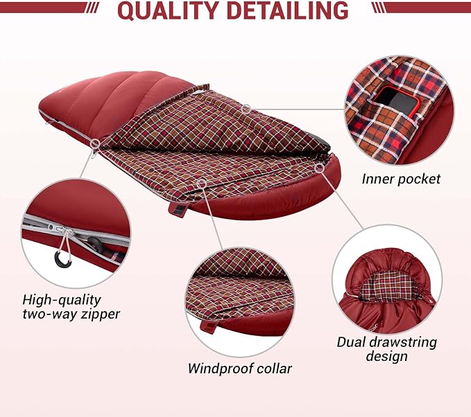 KingCamp Sleeping Bag for Adults, Cold Weather & Warm Extra Wide Big & Tall XL - Image 4
