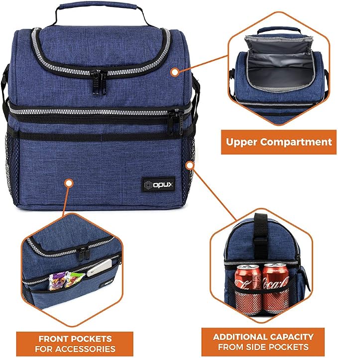 OPUX Lunch Box For Men Women, Insulated Large Lunch Bag Adult Work, Double - Image 6