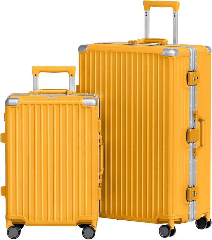 AnyZip Luggage Sets 2 Piece Aluminum Frame Carry On and Checked Suitcase PC ABS by YourBestTravelChoice