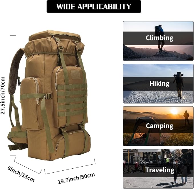 Hiking Backpack for Men 70L/100L Camping Backpack Military Rucksack Molle 3 - Image 3