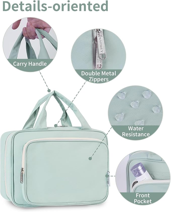 Narwey Hanging Toiletry Bag for Women Travel Makeup Bag Organizer Toiletries - Image 8
