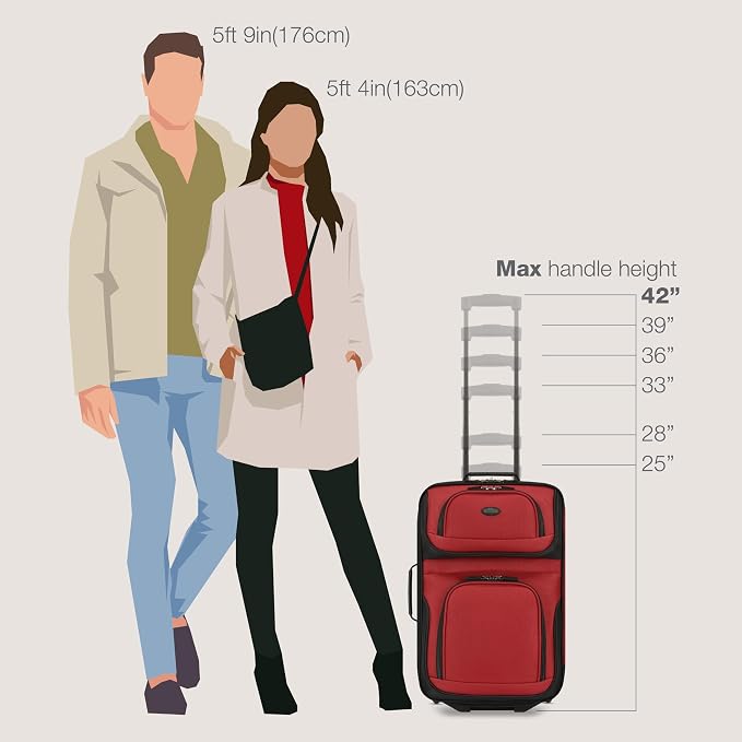 U.S. Traveler Lightweight Rolling 20" Carry On Luggage Softside Suitcase - Image 8