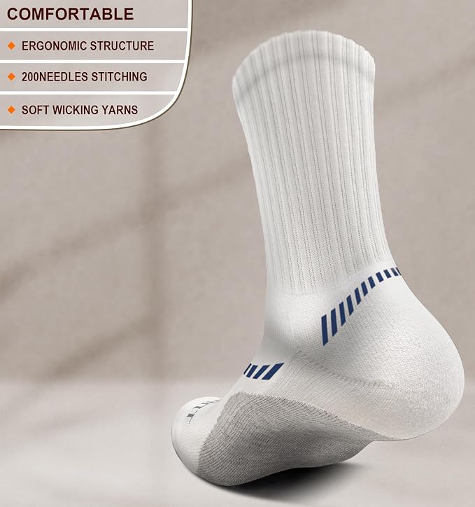 BULLIANT Compression Socks for Men 6Pairs, Athletic Crew Socks Cushioned For - Image 2