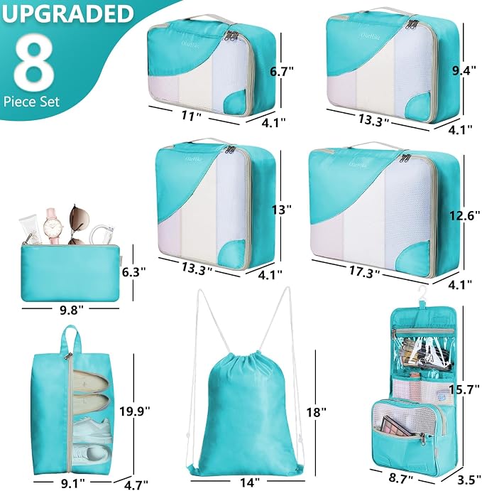 8 Set Packing Cubes for Travel, Gifts for Women Mom, Anti-Tearing Suitcase - Image 2