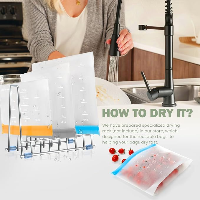 Dishwasher Safe Reusable Storage Bags Stand Up - Image 7