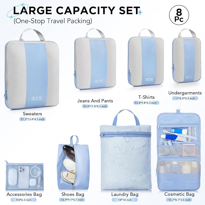 8 Set Compression Packing Cubes - Image 2