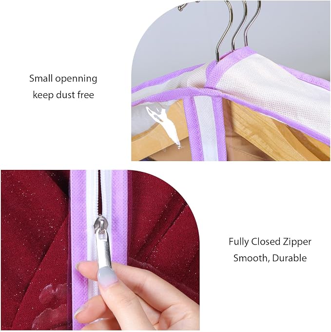 Zilink Breathable Dress Bags for Gowns 72" Clear Wedding Dress Garment Bag - Image 3