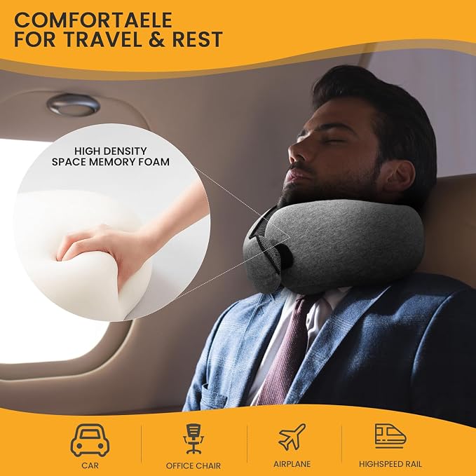 Neck Pillow, Travel Pillow uses Memory Foam to Support Neck Comfort, Ideal - Image 6