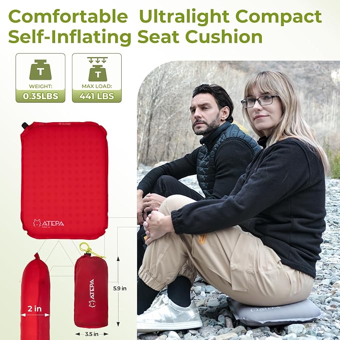 ATEPA Inflatable Stadium Seat Cushion, Self-Inflating Memory Foam Stadium Seats - Image 2
