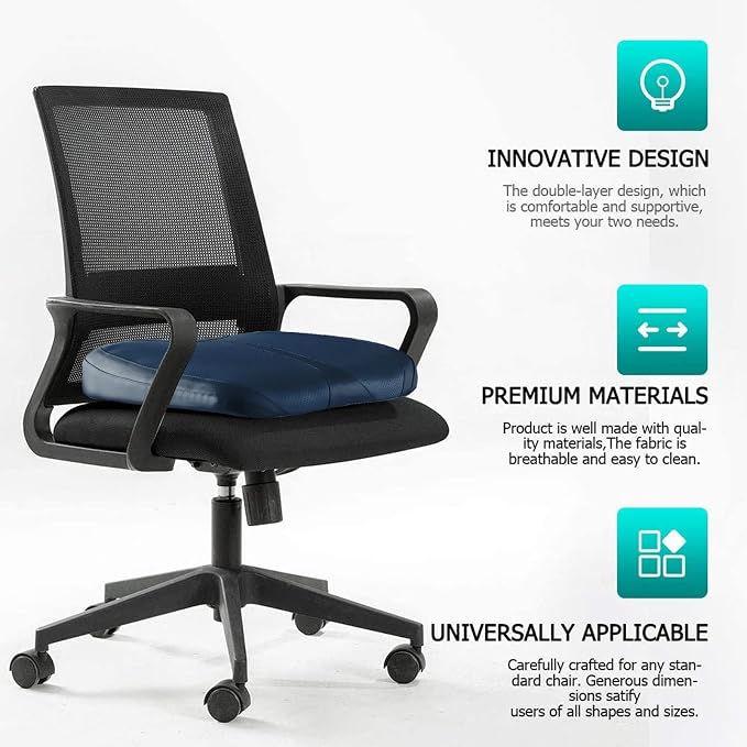 Leather Car Memory Foam Heightening Seat Cushion - Image 5