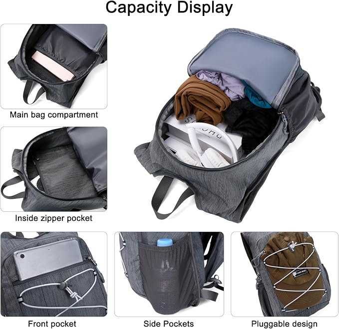 BOVIP 20L Hiking Backpack Lightweight Packable Hiking Daypack Small Travel - Image 3