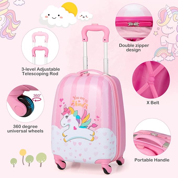 HONEY JOY Kids Luggage, Lightweight Toddler Girls Suitcase, Durable ABS - Image 6