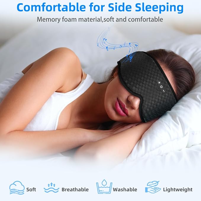 Sleeping Eye Mask with Headphones, Wireless Bluetooth 5.4 Sleep Mask - Image 6