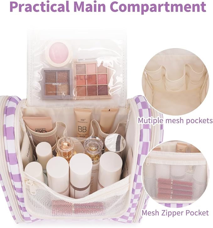 Narwey Checked Hanging Travel Toiletry Bag - Image 3