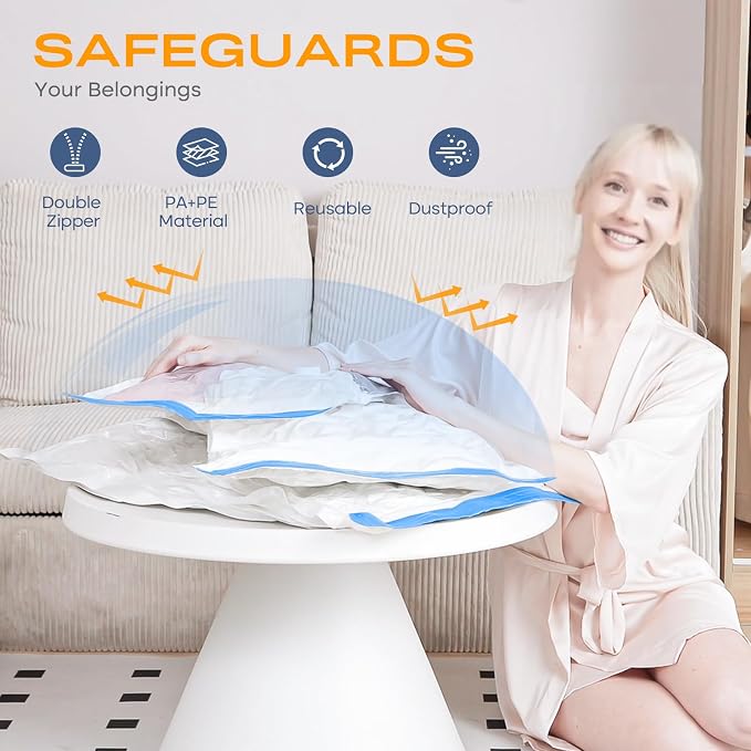 Vacuum Storage Bags for Clothing, 16 Pack Vacuum Seal Bags for Clothes - Image 3