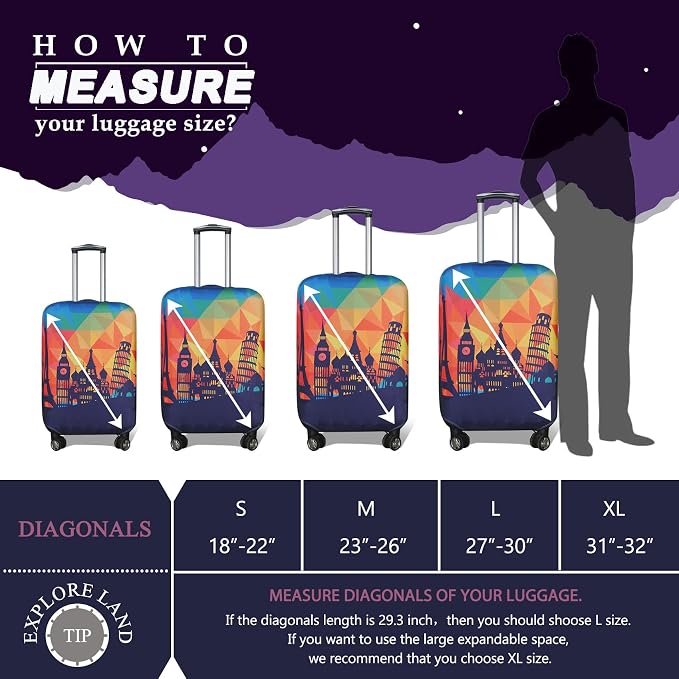 Explore Land Travel Luggage Cover Suitcase Protector Fits 27-30 Inch Case - Image 6