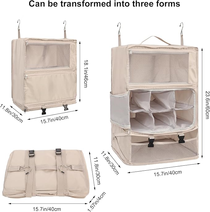 TABITORA Travel Portable Hanging Shelves Closet Organizer Packing Luggage - Image 3