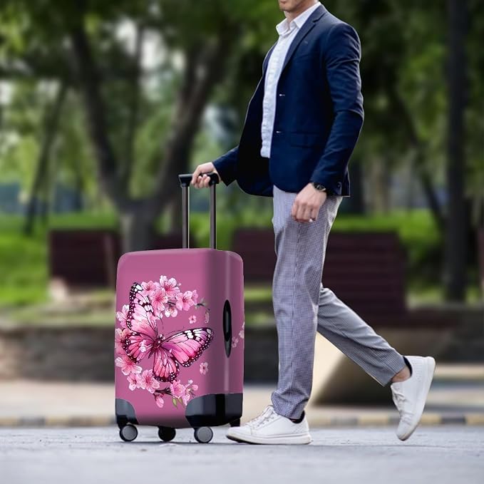 Purple Butterfly Luggage Cover Anti-scratch Baggage Suitcase Protector Fits - Image 3