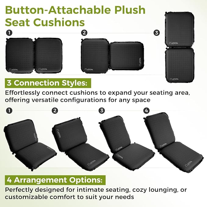 ATEPA Inflatable Stadium Seat Cushion, Self-Inflating Memory Foam Stadium Seats - Image 2