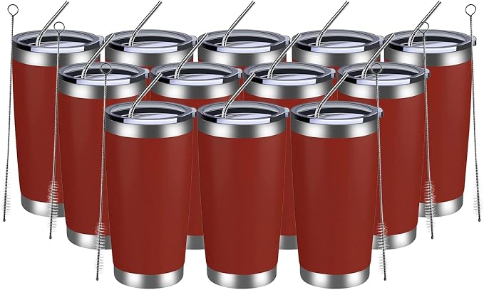 MEWAY 20oz Tumbler 12 Pack Double Wall Vacuum Insulated Travel Mug Bulk by MEWAY
