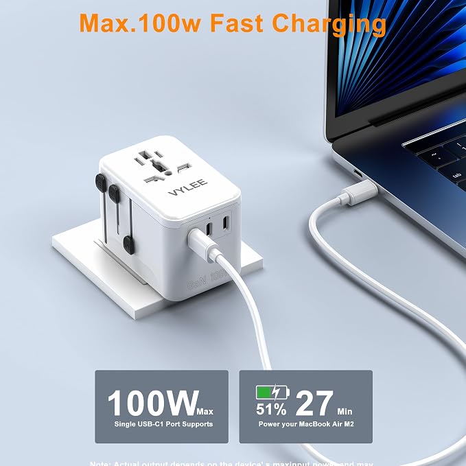 PD100W GaN Universal Travel Adapter, International Power Adapter in One - Image 3