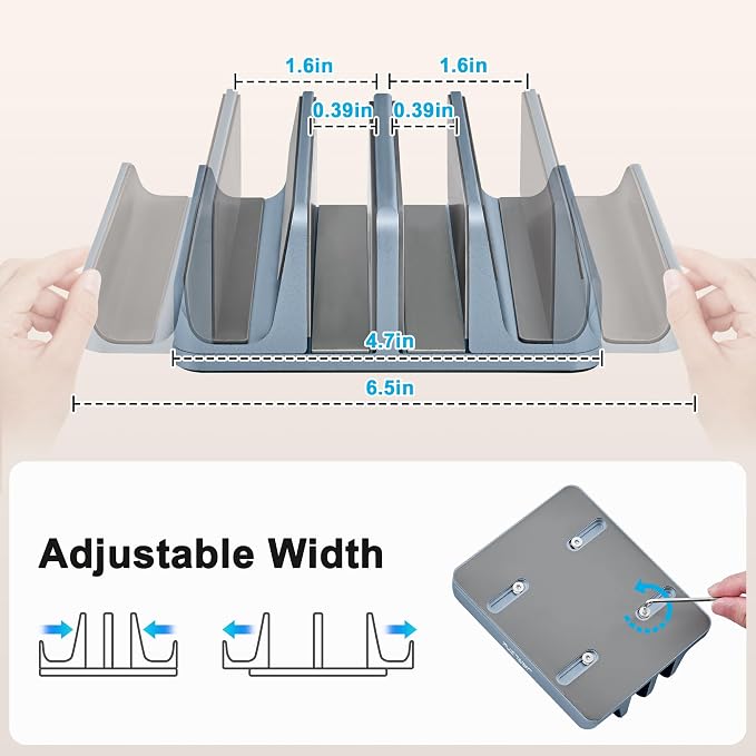 JARLINK 4-in-1 Adjustable Vertical Laptop Stand Holder, Aluminum Dual Slots - Image 2