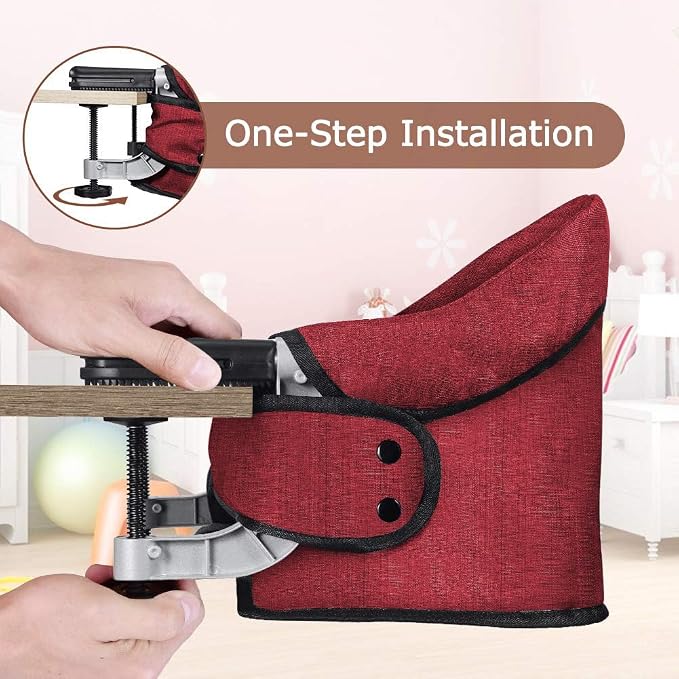 Hook-On High Chair with Removable Dining Tray, Folding Portable Clip-On Table - Image 2