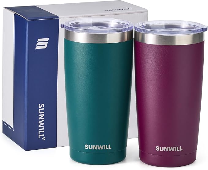 SUNWILL Travel Coffee Mug with Lid, 20 oz Tumbler Set of 2, Insulated Stainless - Image 4