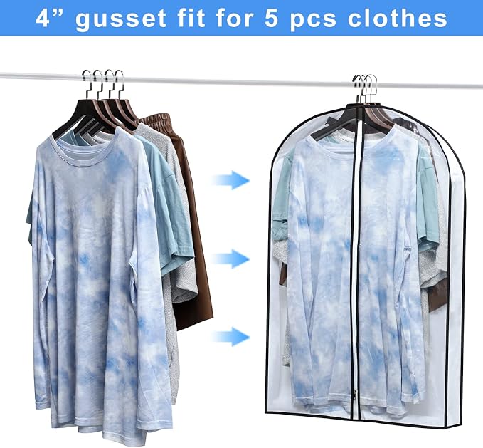 Hanging Clothes Storage with 4" Gusseted Garment Covers - Image 3