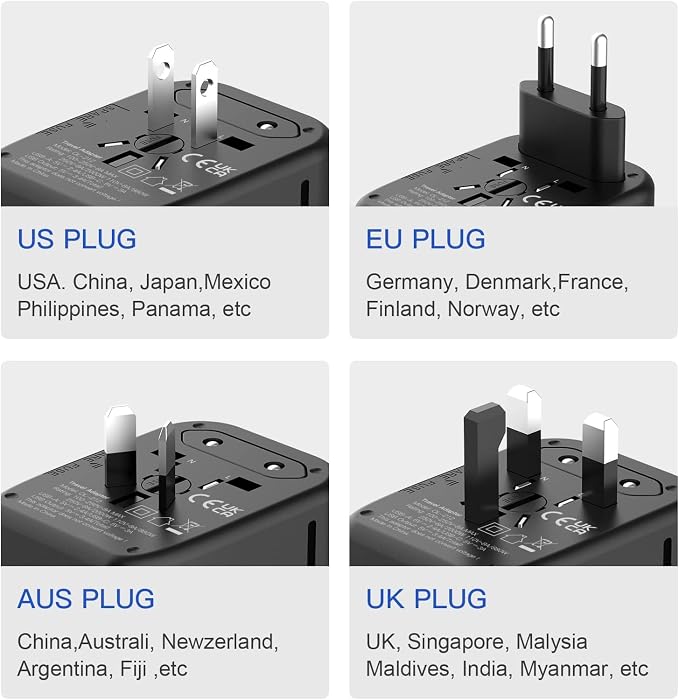 Universal Travel Adapter, 5 in 1 International Travel Plug Adapter - Image 4