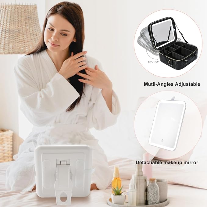 Mocado Travel Makeup Bag with LED Lighted Mirror, Travel Makeup Organizer - Image 5