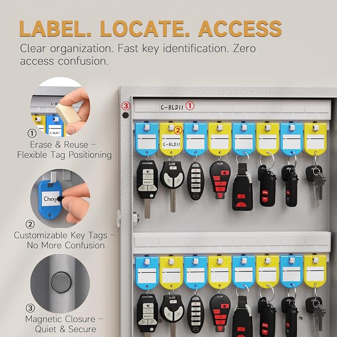 120 Key Lock Box Wall Mount, APP Bluetooth/Wi-Fi, OTP/Fixed Code, Key Unlock - Image 5