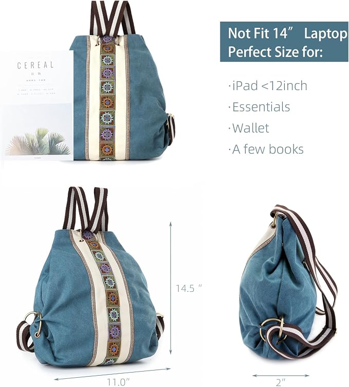 Goodhan Women Canvas Backpack Daypack Casual Shoulder Bag, Vintage Heavy-duty - Image 4