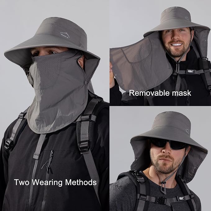 Sun Hat for Men Women with Neck Flap, UPF 50+ UV Protective Hiking Fishing Hats - Image 2