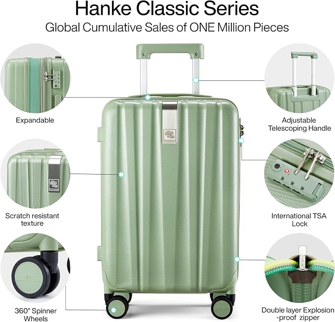 Hanke Expandable Hardshell Luggage Sets 3 piece Carry on Luggage - Image 5